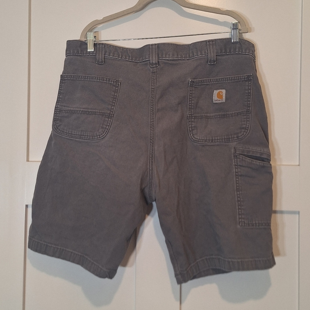 Carhartt Rugged Flex Relaxed Fit Canvas Shorts Gray Cotton Stretch 42 Work